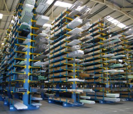 Aluminium Profiles stored on Conventional Cantilever Racking Aluminium Profiles commonly utilised by the Window Industry stored on Stakapal Cantilever Racking
