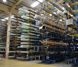 Aluminium Profiles storage for the Window and Conservatory sector Long lengths of Aluminium Profiles can be stored at height maximising overall storage capacity on Stakapal Cantilever Racking