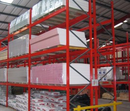 Internal Pallet Racking Typical Bagged Cement Products and Plasterboard Storage