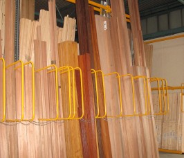 Softwood Timber and Hardwood Timber Stored in Stakapal Vertical Storage Racking Lengths of up to 6 Metres of Softwood Timber and Hardwood Timber can be stored In Vertical Storage Racking
