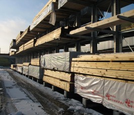 Carcassing Timber stored on Stakapal Cantilever Racking Carcassing Timber is traditionally stored externally on Galvanised Cantilever Racking