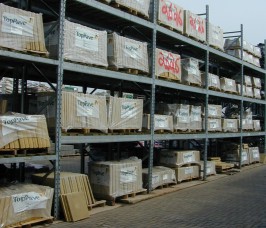 Decorative Slabs Stored on Pallet Racking External Galvanised Pallet Racking for Decorative Slab Storage