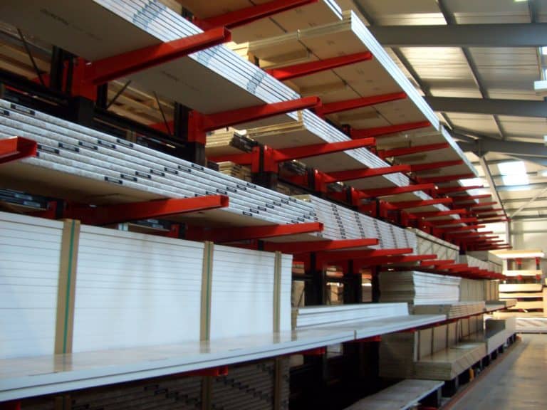 Worktops and Laminates stored on Cantilever Racking