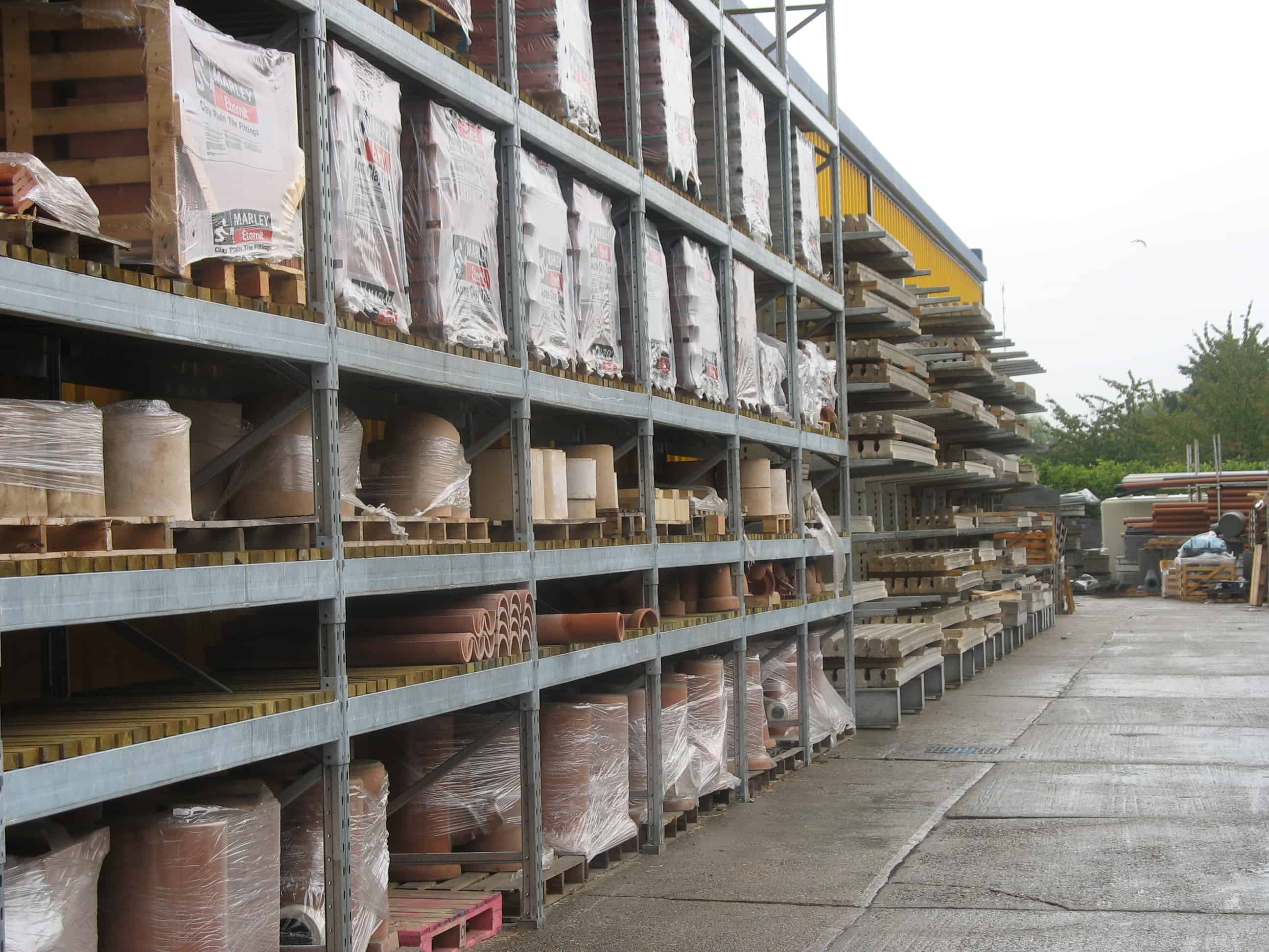 Builders Merchant Yard Racks with timber decking installed