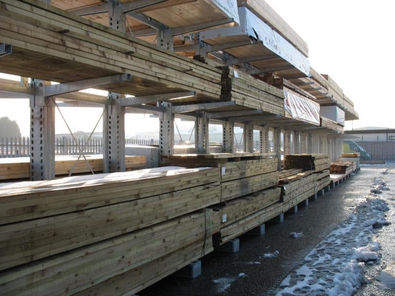 outdoor stacked timber racking