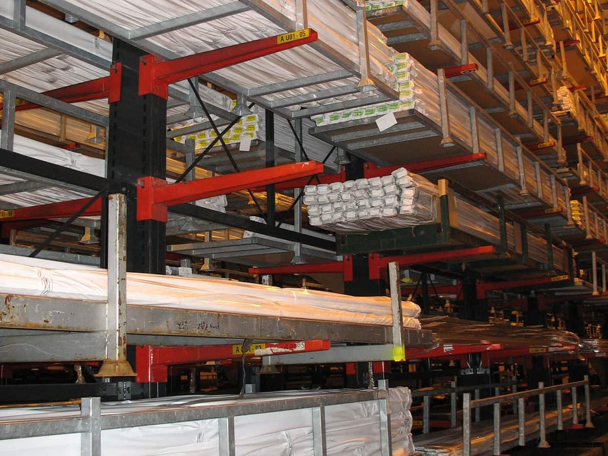 cantilever racking in warehouse