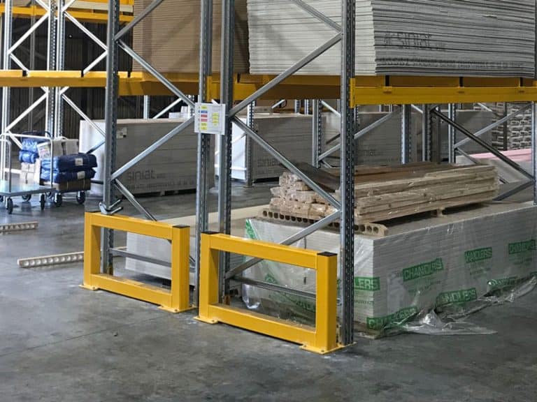 pallet racking with safety barriers