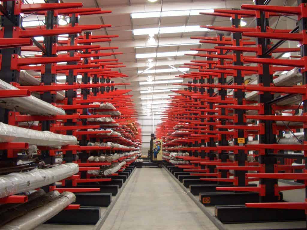 guided aisle cantilever racking